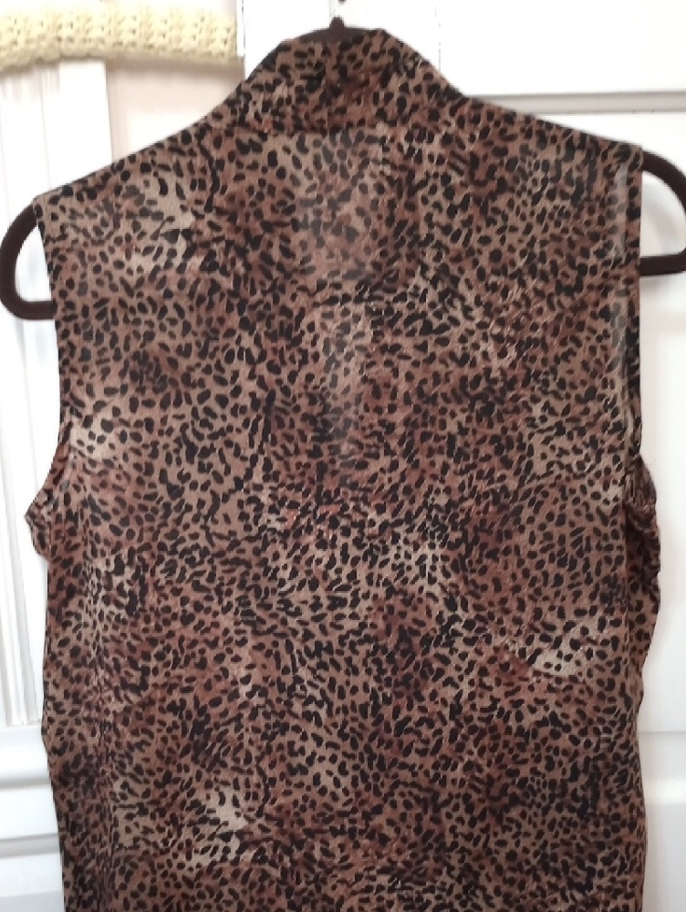 🥰3/$25 VTG NICOLA Brown Leopard Print Sleeveless V-Neck Camisole - Picture 7 of 8